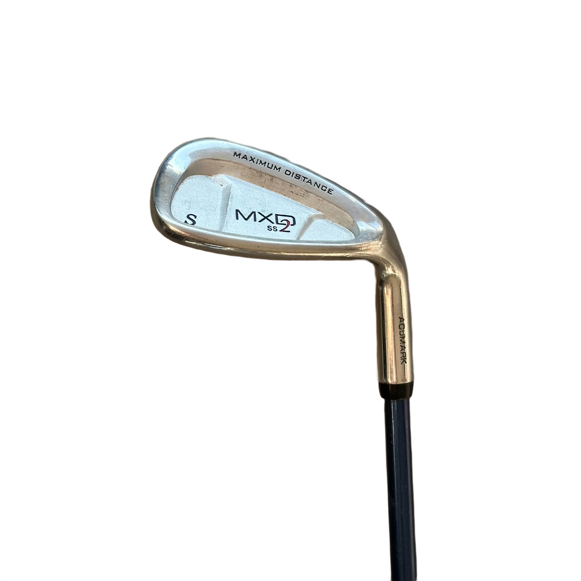 Acumark MXD2 SS2 S-jern - hoved forfra med Maximum Distance og ACUMARK hosel