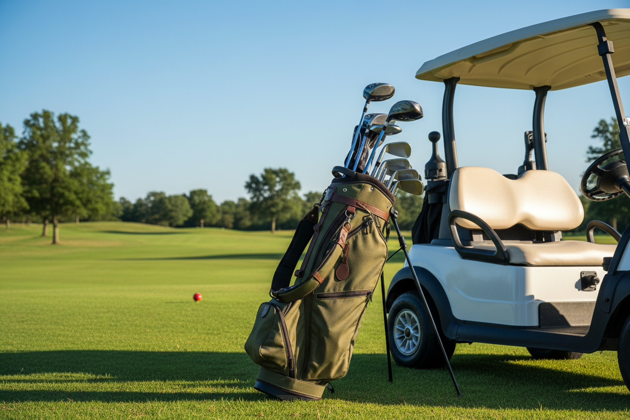 Golf bag on course